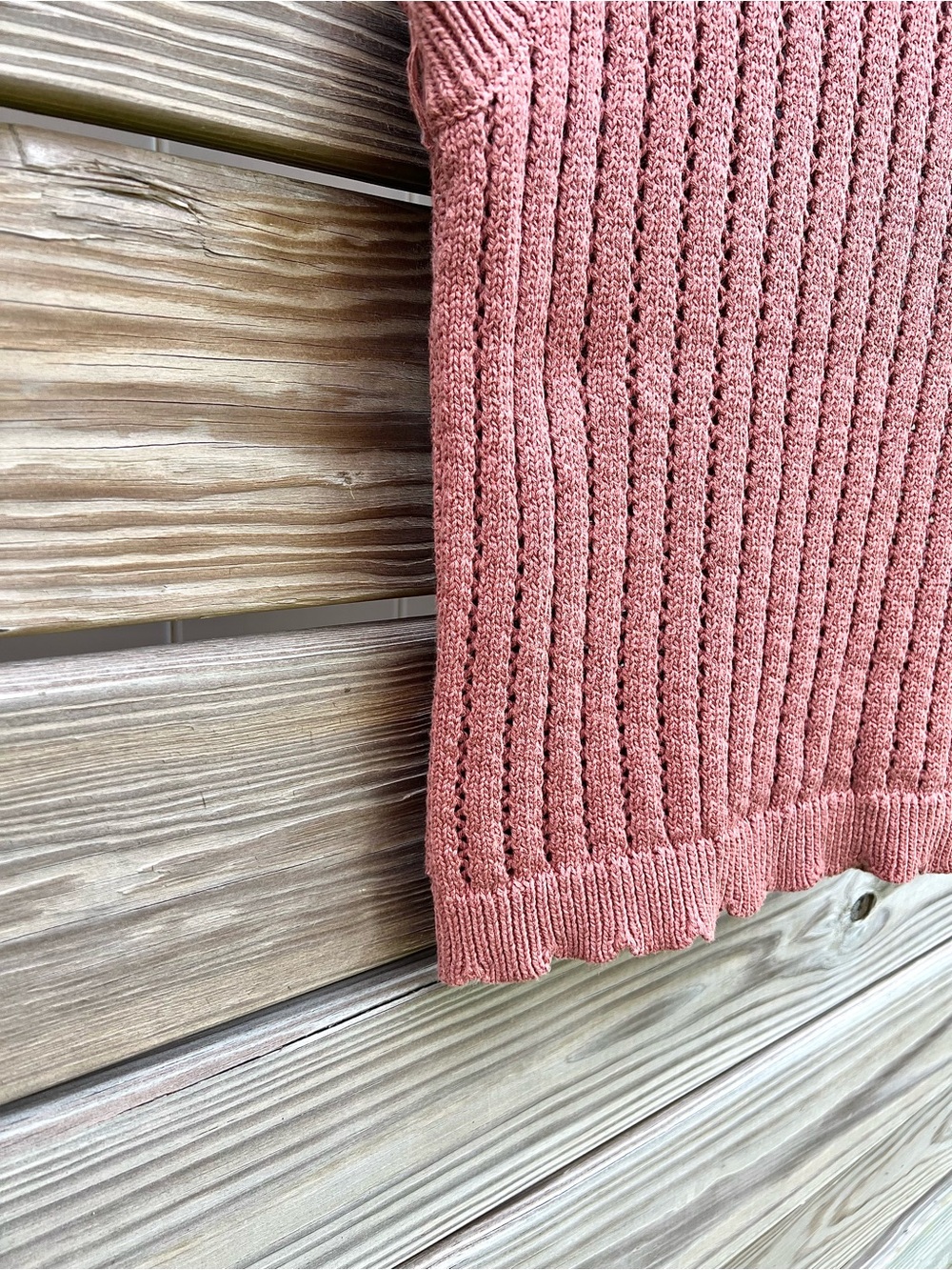 Sanctuary 100% Cotton Sleeveless Sweater Rust/Rose Scalloped Hem Women’s SZ M - Picture 3 of 12